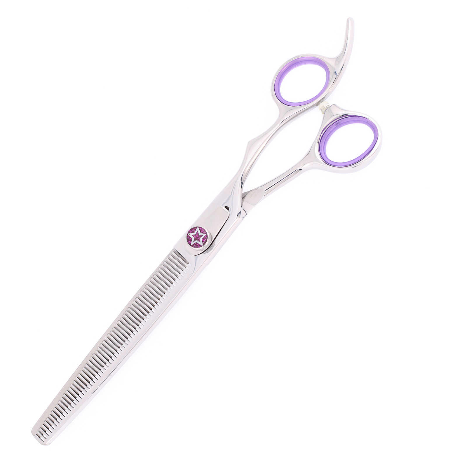 Titan Shears - Hoshi Silver & Purple Thinning Shears 7.5” 440C Convex RH image 1