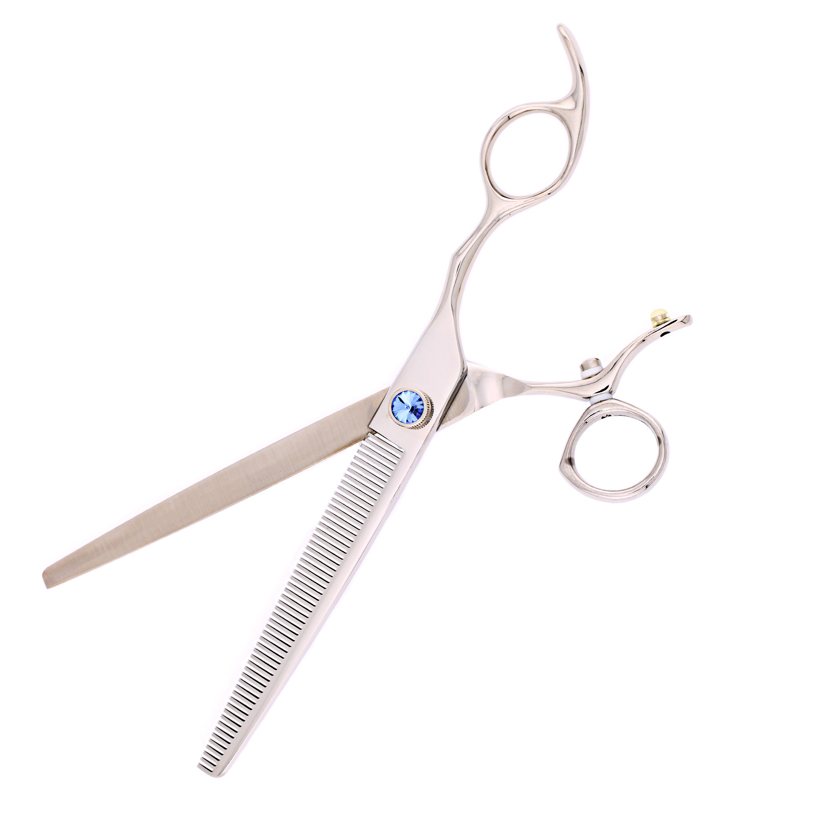 Titan Shears - Blue Stone Swivel Handle Thinning Shears 56T 7.5" 440C Convex RH image 2